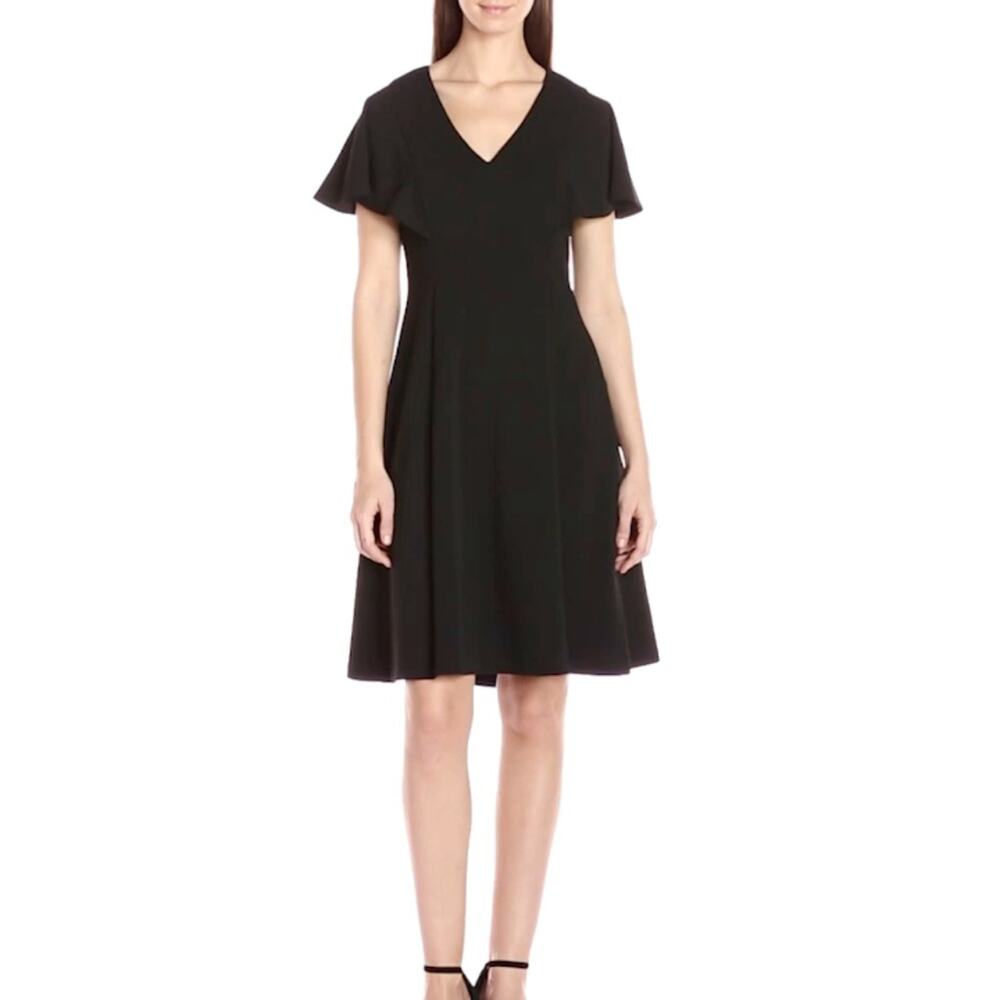 Calvin Klein Black Short Sleeve Fit & Flare Dress - Picture 2 of 8